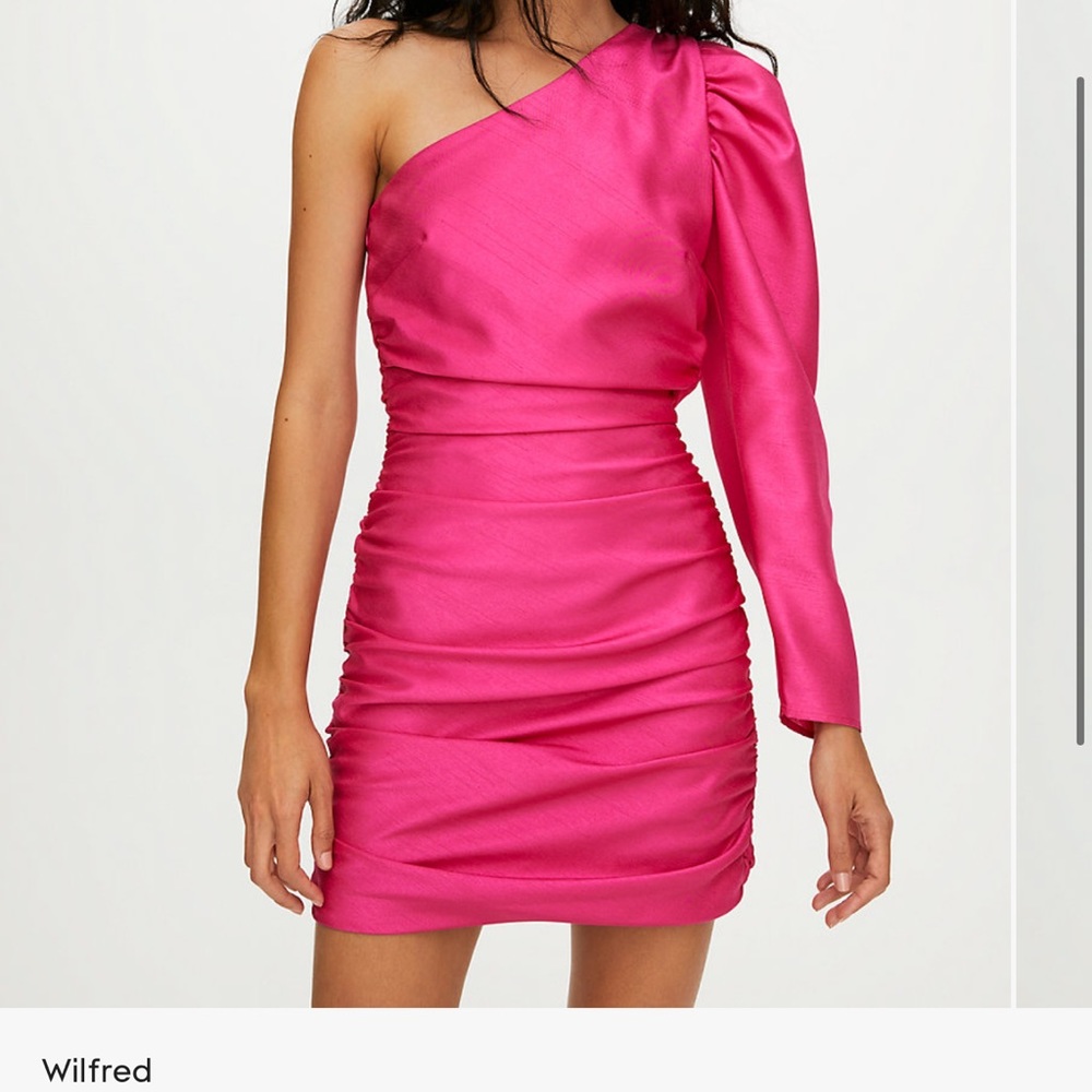 Wilfred one shoulder black mini dress